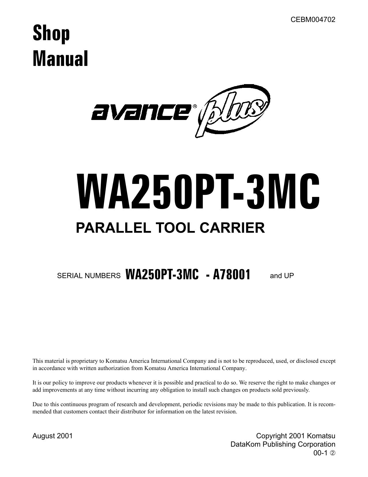 WA250PT-3MC Shop Manual